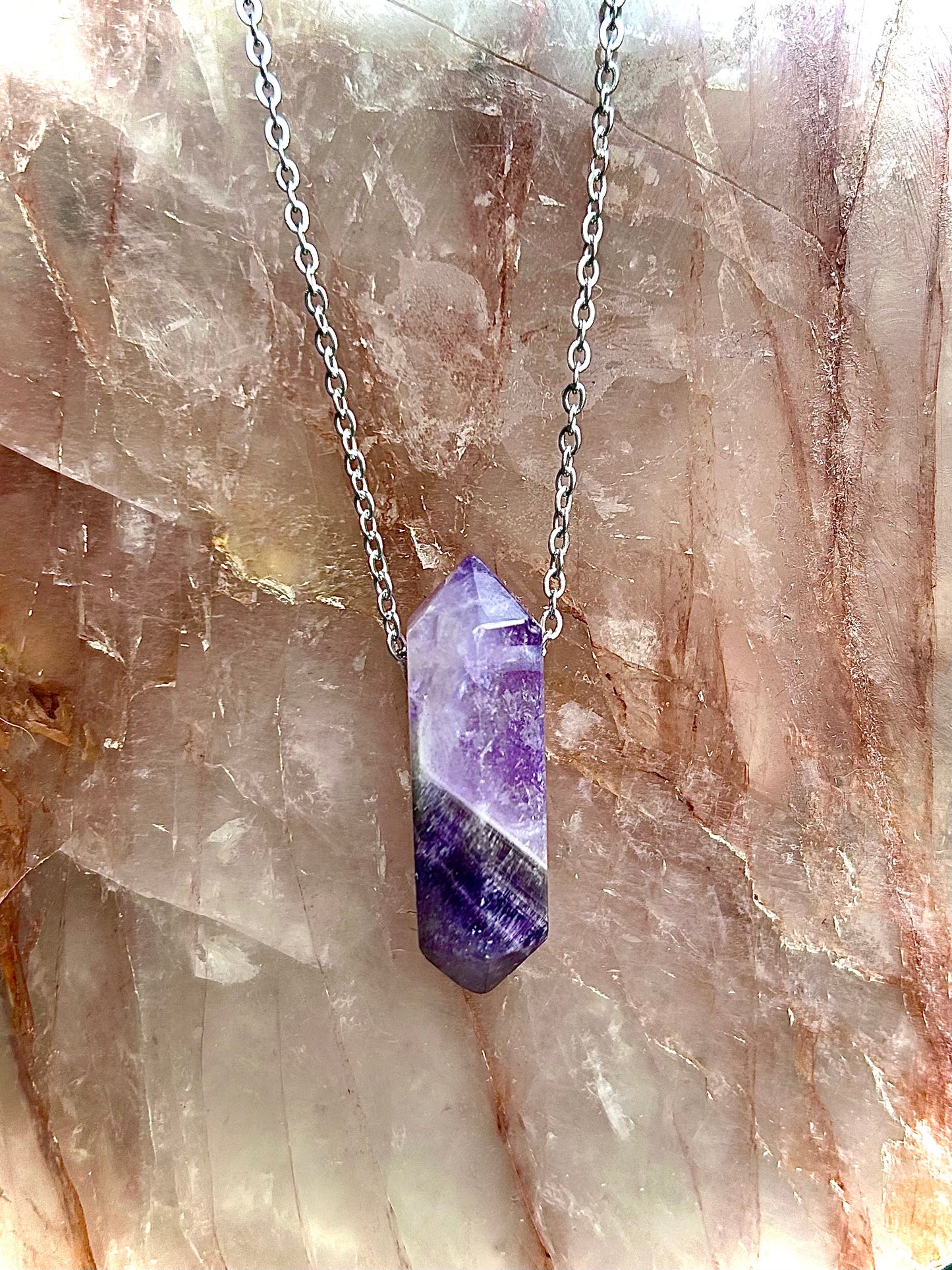 'Amethyst Crystal Chain Necklace'