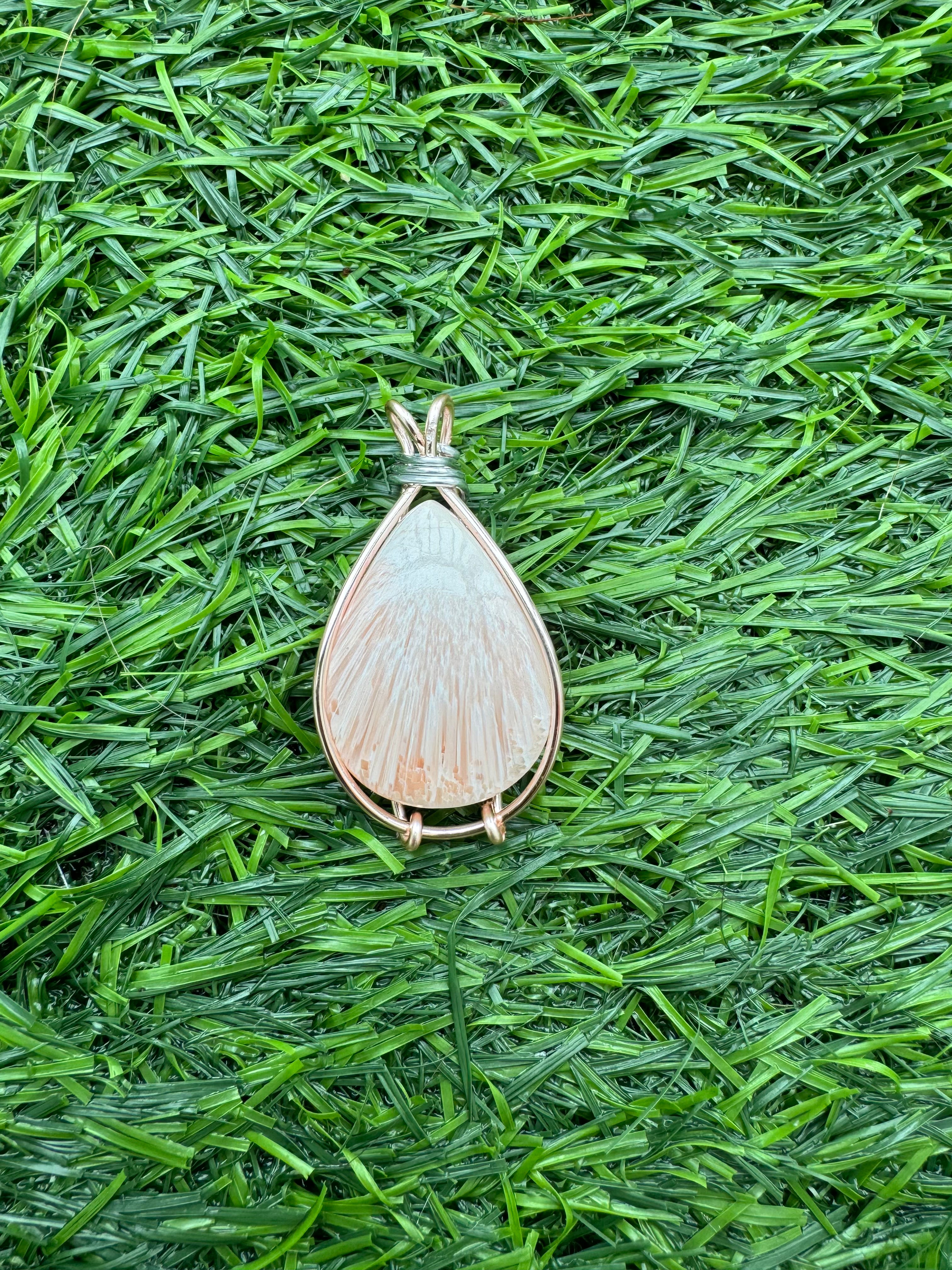 .Pink Scolecite Pendant.