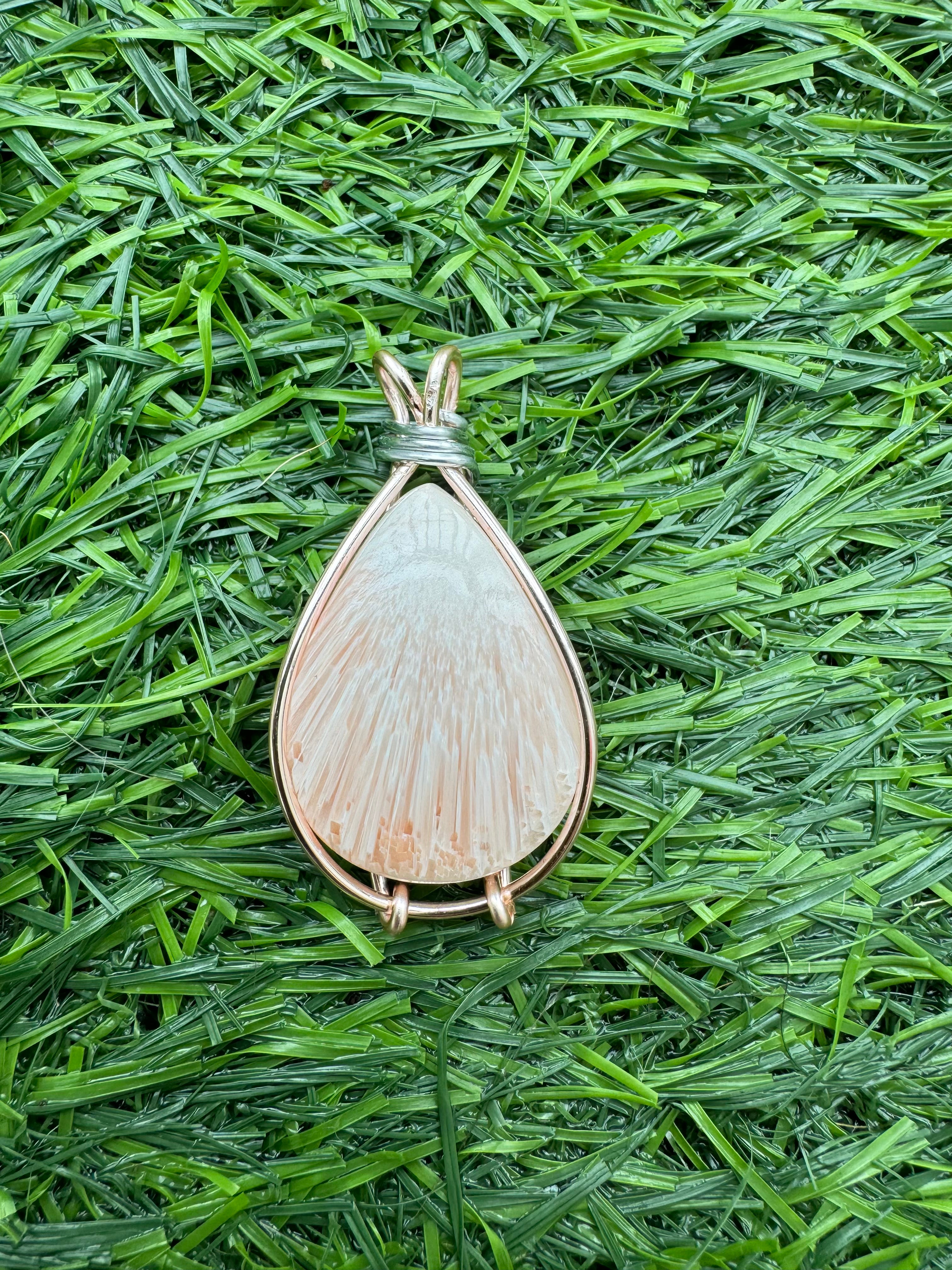 .Pink Scolecite Pendant.