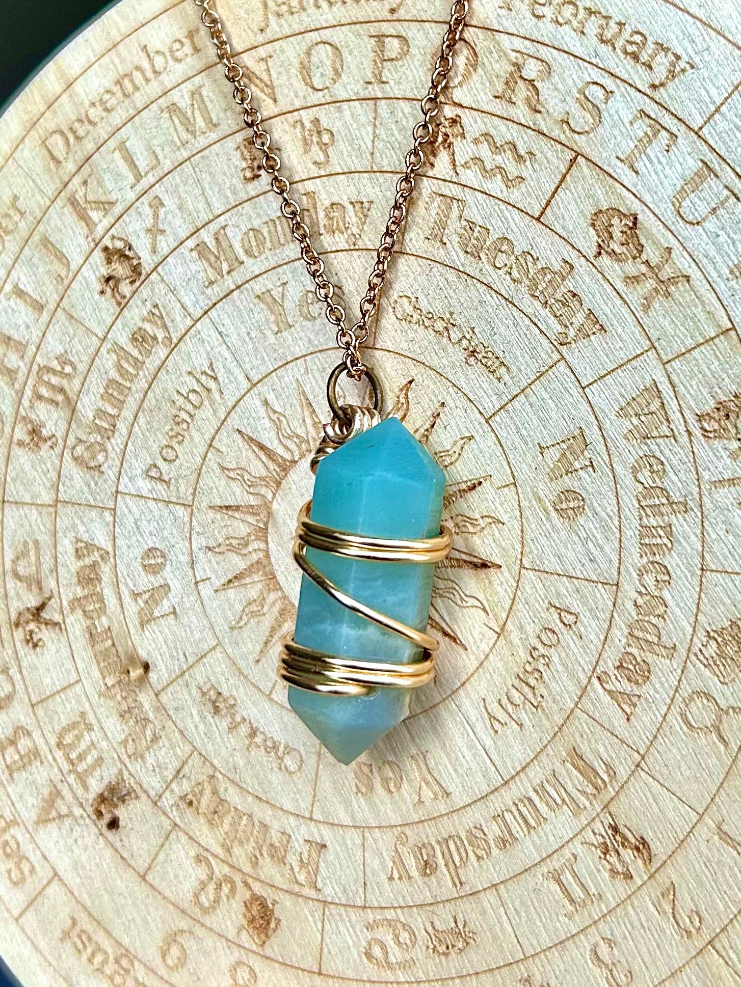 'Wrapped Amazonite Chain Necklace'