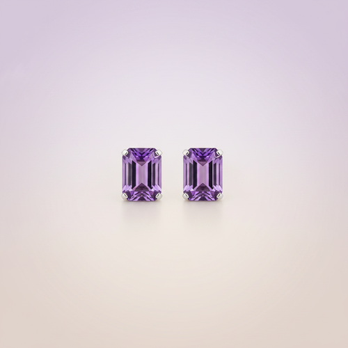 Amethyst Emerald Cut Earrings