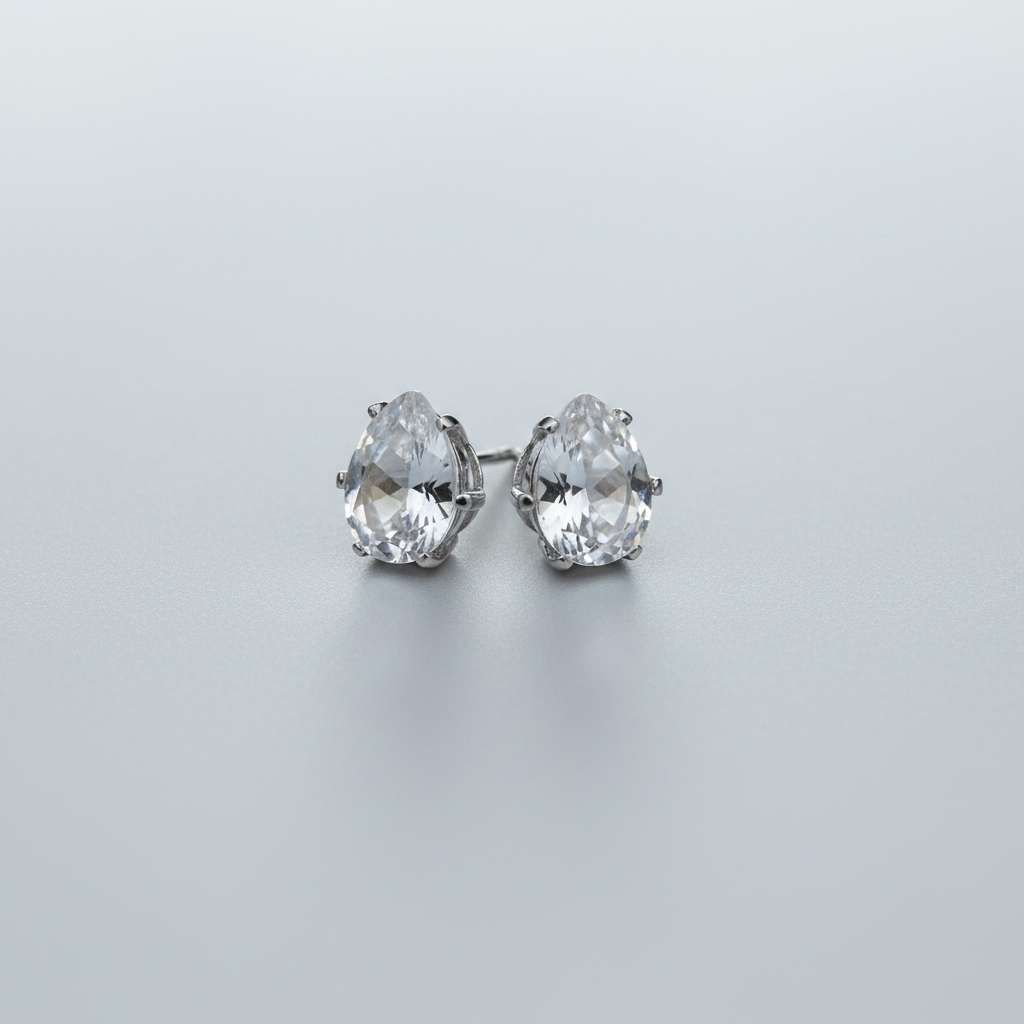 Clear Quartz Pear Cut Earrings 2